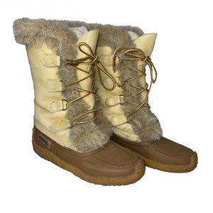 Vintage Sorel Nanook Leather Fur Winter Snow Boots, Sz 8